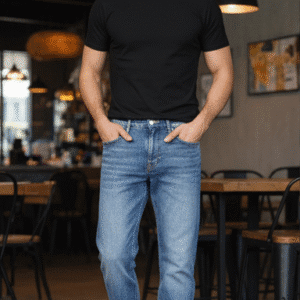 Trendy Light Blue Straight Fit Mens Jeans for Men