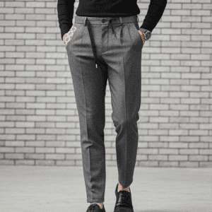 Elegant Light Grey Casual Plain Mens Pant for Men