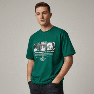 Classic Light Grey Front Printed Mens T-Shirt for Men