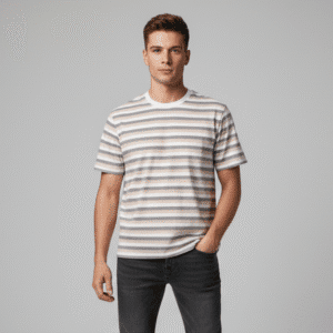 Trendy Light Grey Stripper Oversize Mens T-Shirt for Men