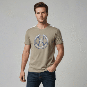 Classic Beige Front Printed Mens T-Shirt for Men