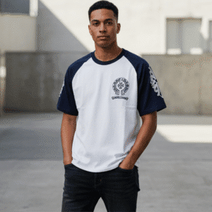 Classic Navy Blue Back Printed Mens T-Shirt for Men