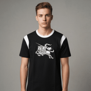 Classic Black Front Printed Mens T-Shirt for Men
