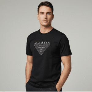 Trendy Black Front Printed Mens T-Shirt for Men