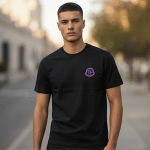 Refined Black Left Side Printed Mens T-Shirt for Men