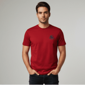 Trendy Red Left Side Printed Mens T-Shirt for Men