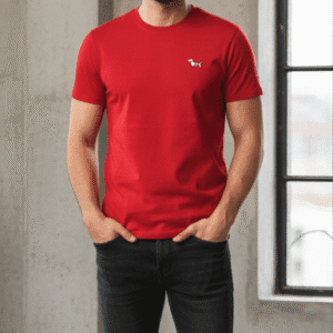 Classic Red Left Side Printed Mens T-Shirt for Men