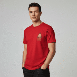 Trendy Red Left Side Printed Mens T-Shirt for Men