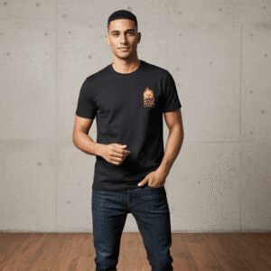 Trendy Black Left Side Printed Mens T-Shirt for Men