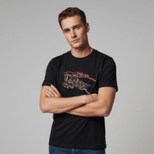 Premium Black Front Printed Mens T-Shirt for Men