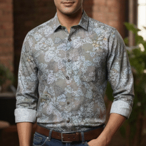 Modern Green Printed Full Sleeves Mens Shirt for Men