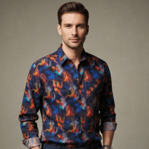 Elegant Rainbow Printed Full Sleeves Mens Shirt for Men