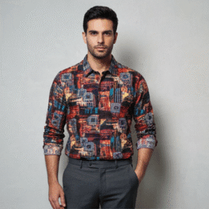 Modern Rainbow Printed Full Sleeves Mens Shirt for Men