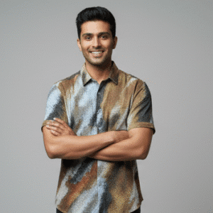 Classic Olive Green Printed Half Sleeves Mens Shirt for Men