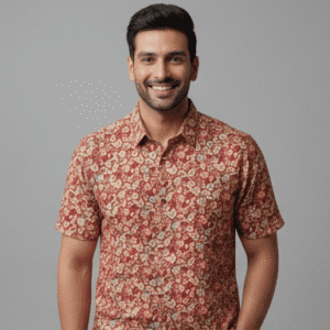 Exclusive Maroon Printed Half Sleeves Mens Shirt for Men