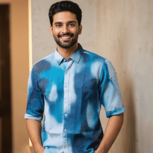 Smart Teal Printed Half Sleeves Mens Shirt for Men