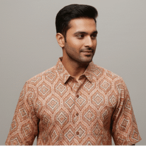 Refined Orange Printed Half Sleeves Mens Shirt for Men