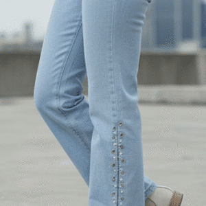 Trendy Light Blue Straight Fit Party Wear Jeans for Women