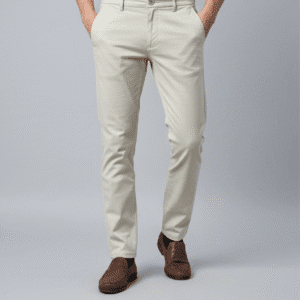 Classic Off White Narrow Fit Mens Pants for Men
