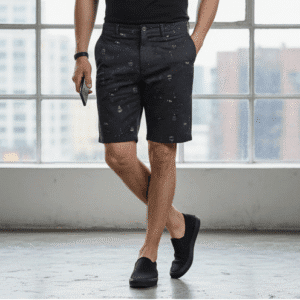 Refined Black Printed Plane Short Mens Shorts for Men