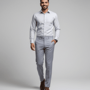 Modern Grey Narrow Fit Mens Formal Pants for Men