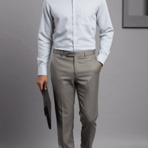 Refined Olive Green Narrow Fit Mens Formal Pants for Men