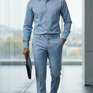 Classic Sky Blue Narrow Fit Mens Formal Pants for Men