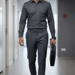 Trendy Dark Grey Narrow Fit Mens Formal Pants for Men