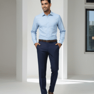 Exclusive Blue Narrow Fit Mens Formal Pants for Men