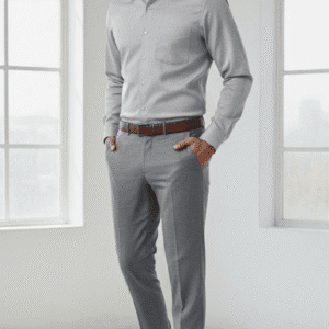 Modern Light Grey Narrow Fit Mens Formal Pants for Men