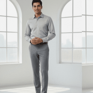 Classic Light Grey Narrow Fit Mens Formal Pants for Men