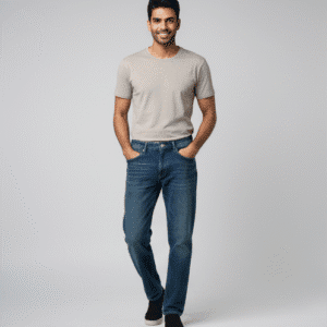 Trendy Dark Blue Satraight Fit Mens Jeans for Men