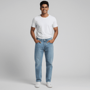 Smart Light Blue Satraight Fit Mens Jeans for Men