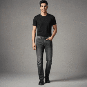 Trendy Carbon Black Satraight Fit Mens Jeans for Men