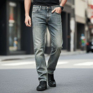 Classic Greenish Satraight Fit Mens Jeans for Men