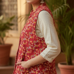 Elegant Maroon Full Sleeves Printed Jacket for Women