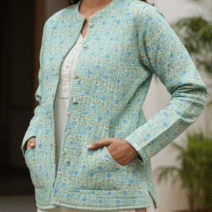 Elegant Pista Full Sleeves Printed Jacket for Women