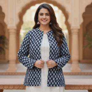 Elegant Black Full Sleeves Printed Jacket for Women