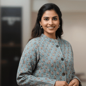 Elegant Light Blue Full Sleeves Printed Jacket for Women