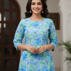 Chic Green Long Pprinted Co-Ordset Co-Ordset for Women