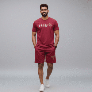 Modern Red C-Printed Mens Cord-Set for Men