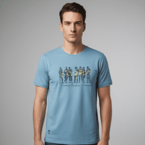 Elegant Sky Blue R- Neck C-Printed Mens T-Shirts for Men