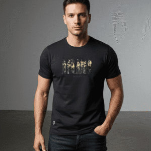 Modern Black R- Neck C-Printed Mens T-Shirts for Men