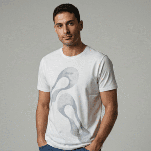 Elegant White R- Neck C-Printed Mens T-Shirts for Men