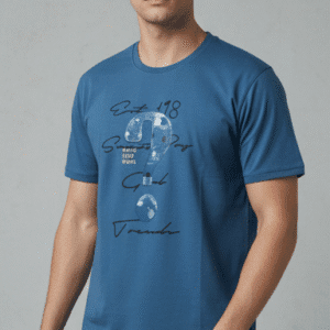 Trendy Blue R-Neck C-Printed Mens T-Shirts for Men