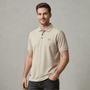 Elegant Cream Polo Nack Mens T-Shirts for Men