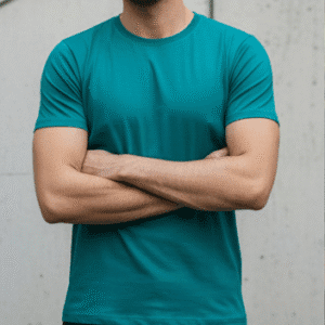 Elegant Pecock Green Plain Mens T-Shirt for Men