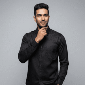 Elegant Black Plain Full Sleeves Mens Shirt for Men