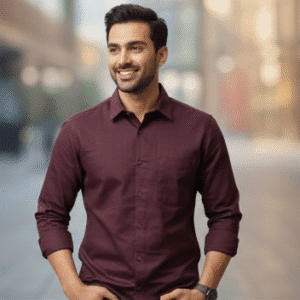 Modern Maroon Plain Full Sleeves Mens Shirt for Men