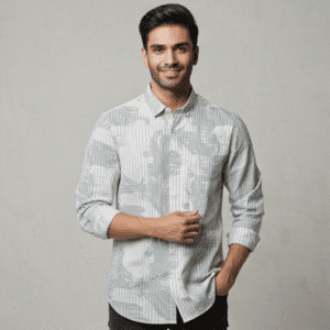 Modern Light Green Casual Full Sleeves Printed Shirt Mens Shirt for Men